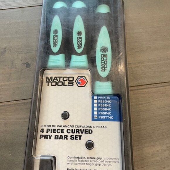 MATCO 4 PIECE CURVED TIP PRY BAR SET - GREEN, NEW IN BOX - Picture 1 of 3